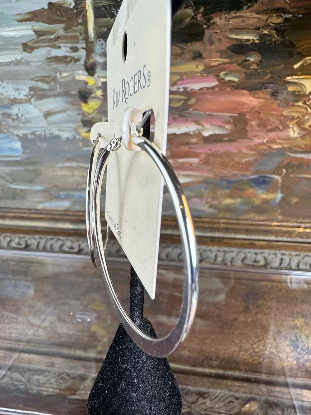 0617-Kim‎ Rogers Silver-Tone Thin Hoop Earrings